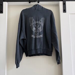 Anine Bing Los Angeles California graphic grey Hoodie sweatshirt sz medium